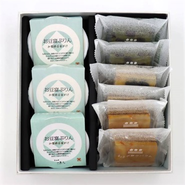 《能登応援》｢まめや金澤萬久｣お豆富ぷりん&わらび餅のバウムセット