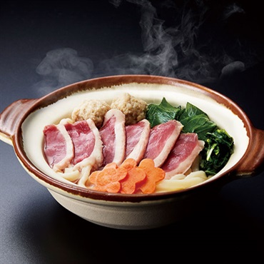 〈京都〉｢京料理 美濃吉｣壬生菜と九条ねぎの合鴨つくね鍋【冷凍】※北海道・沖縄・離島にはお届け出来ません。