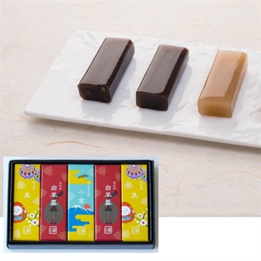 「森八」小型羊羹「粋」〈迎春〉詰合せ５本入【おまとめ便対象】※商品のお届けは12/29(月)までとなります。