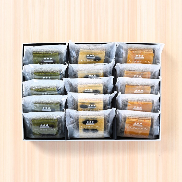 「まめや金澤萬久」わらび餅のバウム(抹茶＆黒豆＆オレンジ)15個入【おまとめ便対象】